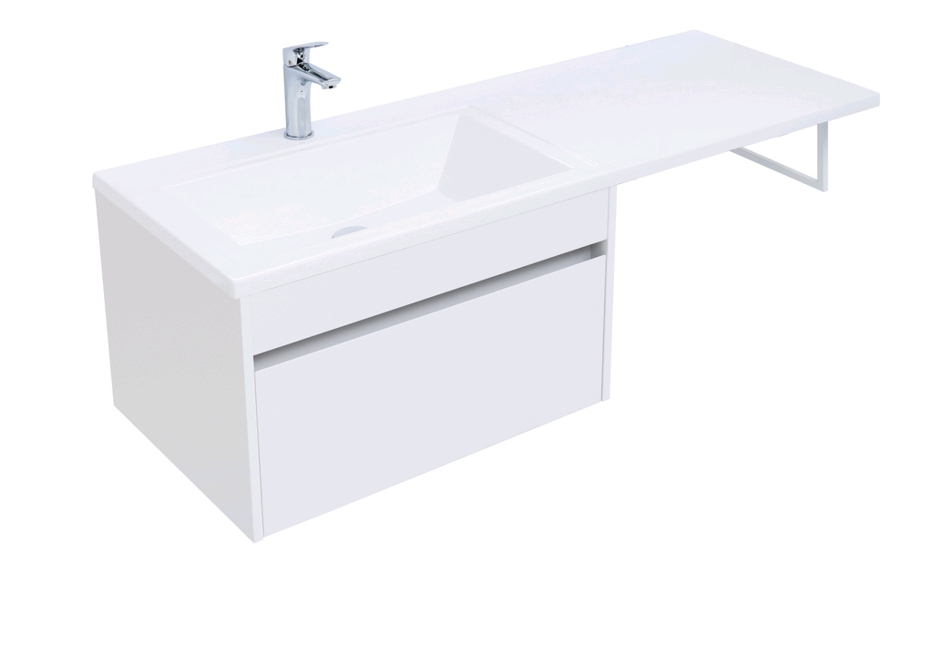 Тумба с раковиной Aquanet Токио 130 L белый (подвесная, 1 ящик) 0023691700235501 - Вид №5