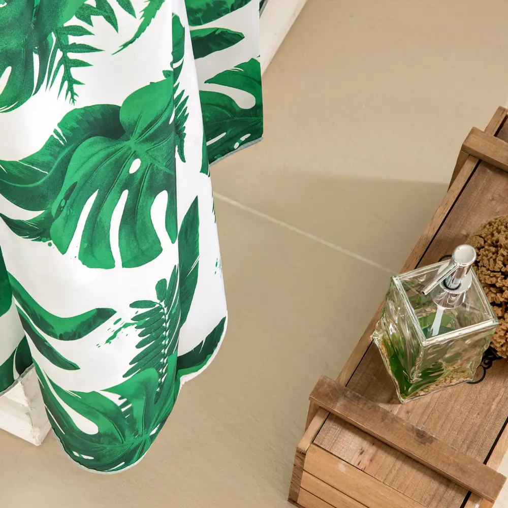 Штора для ванны Manu 180x200 см, полиэстер, цвет белый/зелёный WESS STLM-2154002 - Вид №9