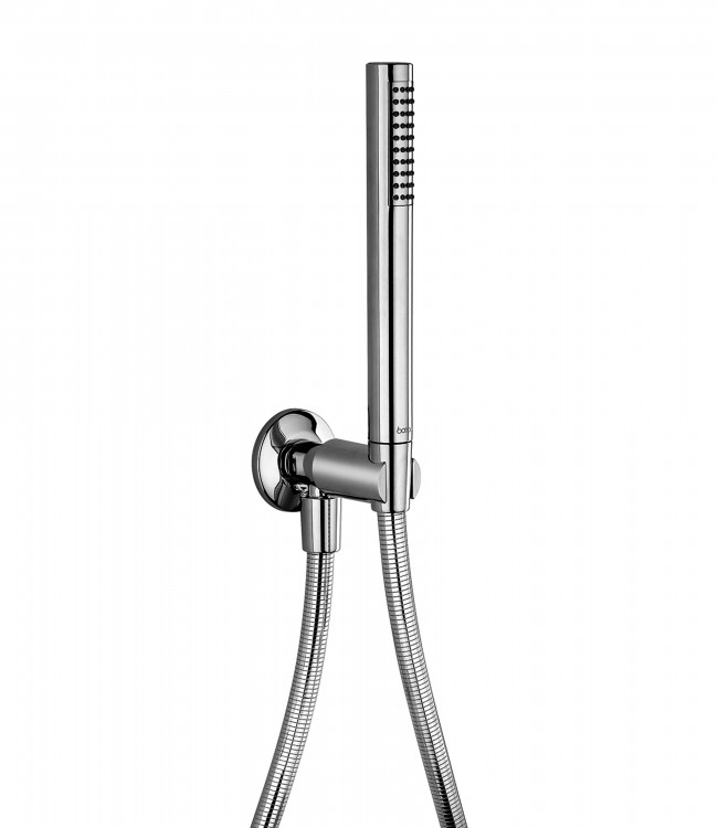 931 Душевой набор с водопроводом и краном на стену, однофункциональный ручной душ из абс и гибкий шланг из ПВХ. Bongio Wellness