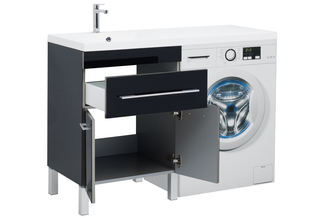 Тумба с раковиной Aquanet Верона 120 L черный (напольная, 1 ящик, 2 дверцы) 0018270500239565 - Вид №1