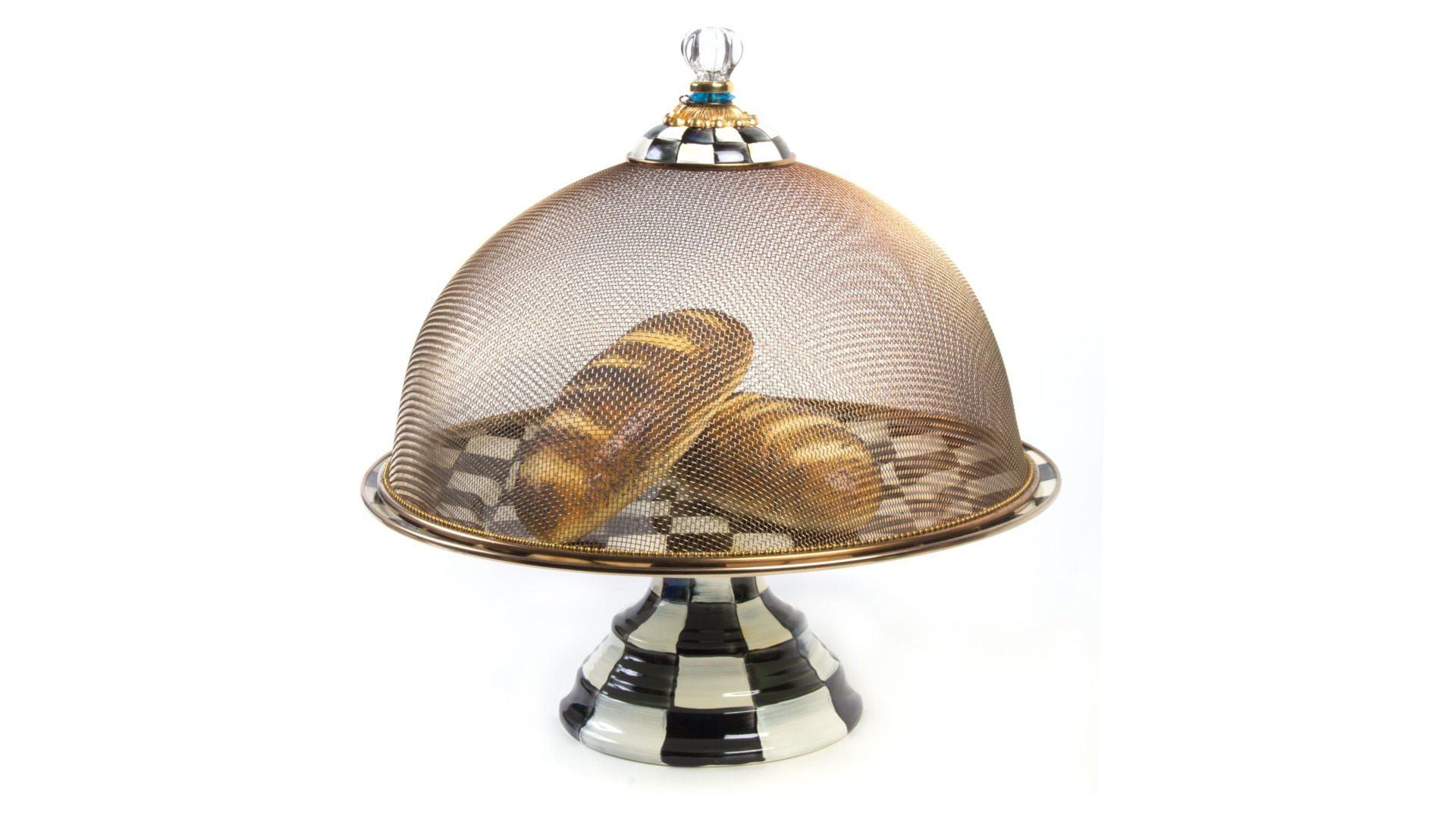 10654497 Mackenzie-Childs Купол для блюд большой сетка Courtly Check Сталь нержавеющая  - Вид №1