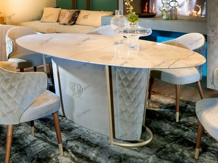 Former In Italia Овальный мраморный стол и основание со стеганой крышкой Brera sun-id-1452526