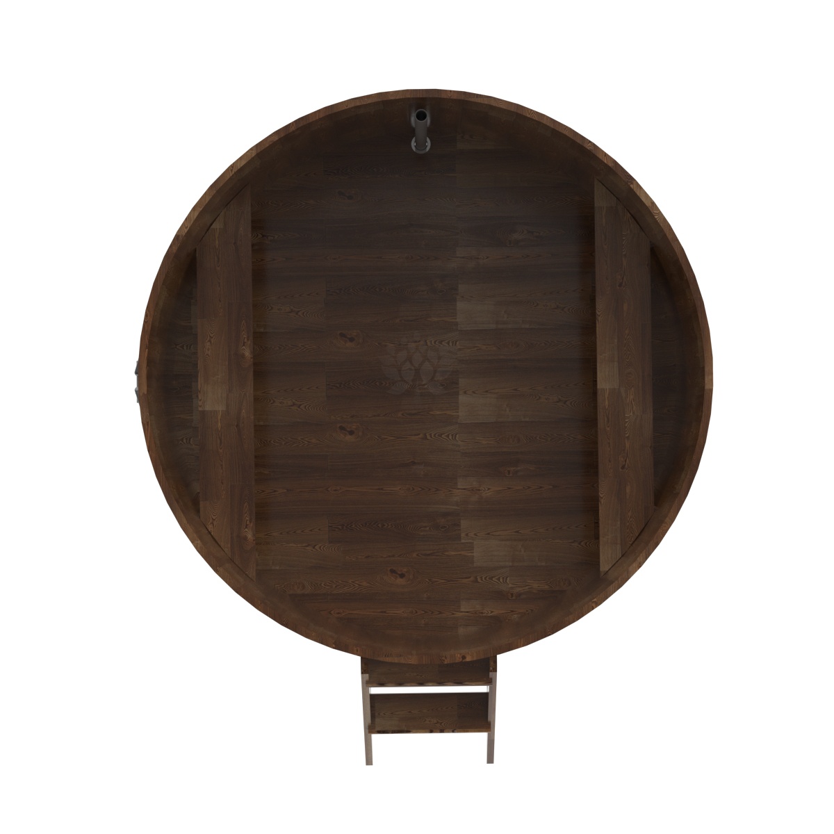 1556 Купель круглая из сращенных ламелей лиственницы d=1,80х1,0 морёная Alyarus  - Вид №4