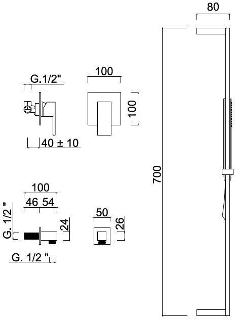 Rubinetteria Giulini Смеситель для душа, однорычажный, с ручным душем Pablolux sun-id-1507491 - Вид №1