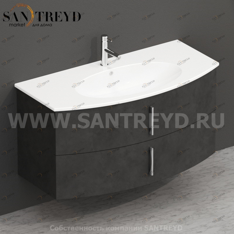 MDMC10Y906 Тумба с двумя ящиками 100 см серая Globo 4ALL Италия Ceramica Globo