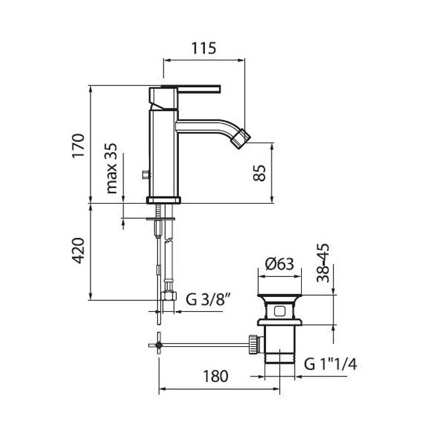 AZ840102015 Смеситель для биде Webert Azeta  - Вид №1