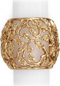 10575424 L’Objet Набор из 4 колец для салфеток "Лавр" (позолота) п/к Латунь