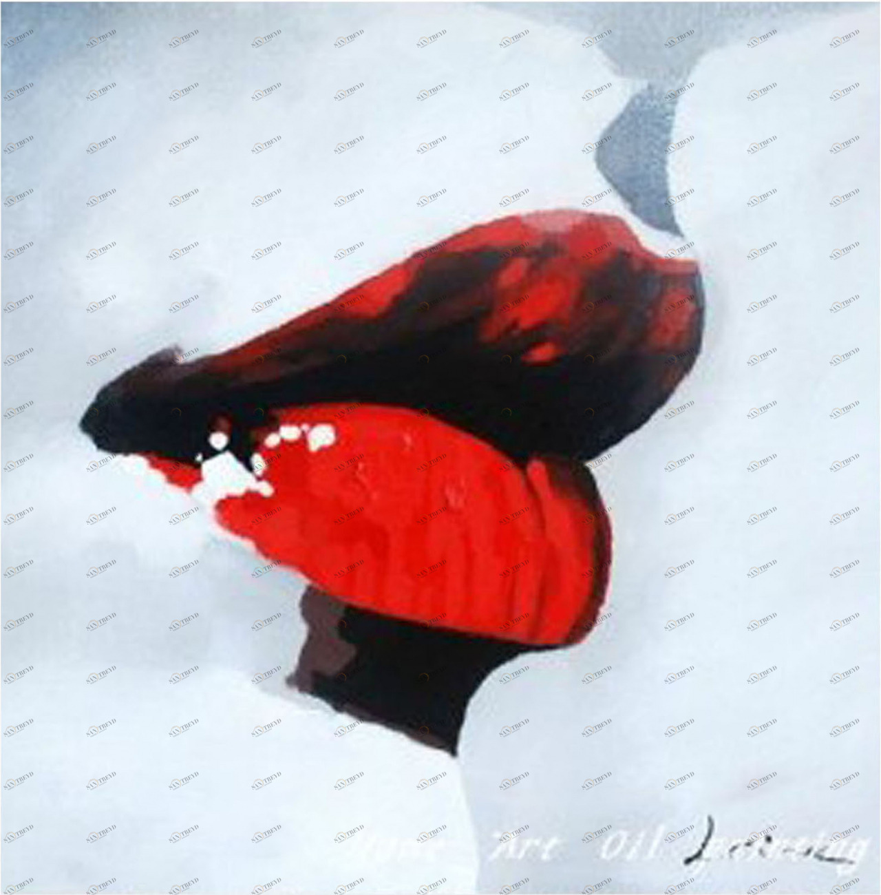 Картина на холсте 100х100 см "Губы - 2" EVENHOME КАРТИНЫ МАСЛОМ 129889 Белый;красный;серый 