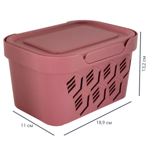 Ящик DELUXE с крышкой 19x13x11 см 1.9 л пластик цвет розовый