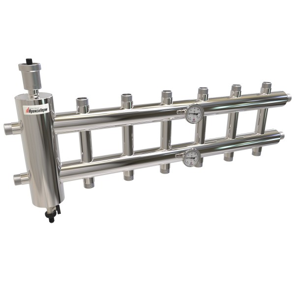 Купить Распределительный коллектор с гидрострелкой 60 кВт, 7 контуров Прокситерм GSK257 - Вид №1