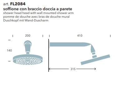 Металлическая настенная душевая головка с рычагом с системой защиты от накипи Ceramica Flaminia Fold ARCH-00033026 - Вид №2