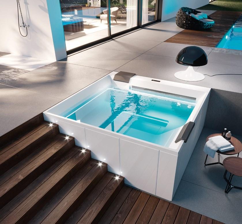 Gruppo Treesse Квадратный мини-бассейн с хромотерапией с гидромассажем Treesse ghost sun-id-1482162 - Вид №1