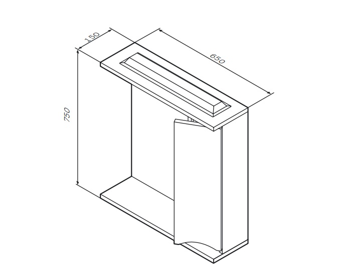 M80MPR0651VF зеркало частично-зеркальный шкаф правый 65 см с подсветкой венге текстуриров AM.PM Like - Вид №2