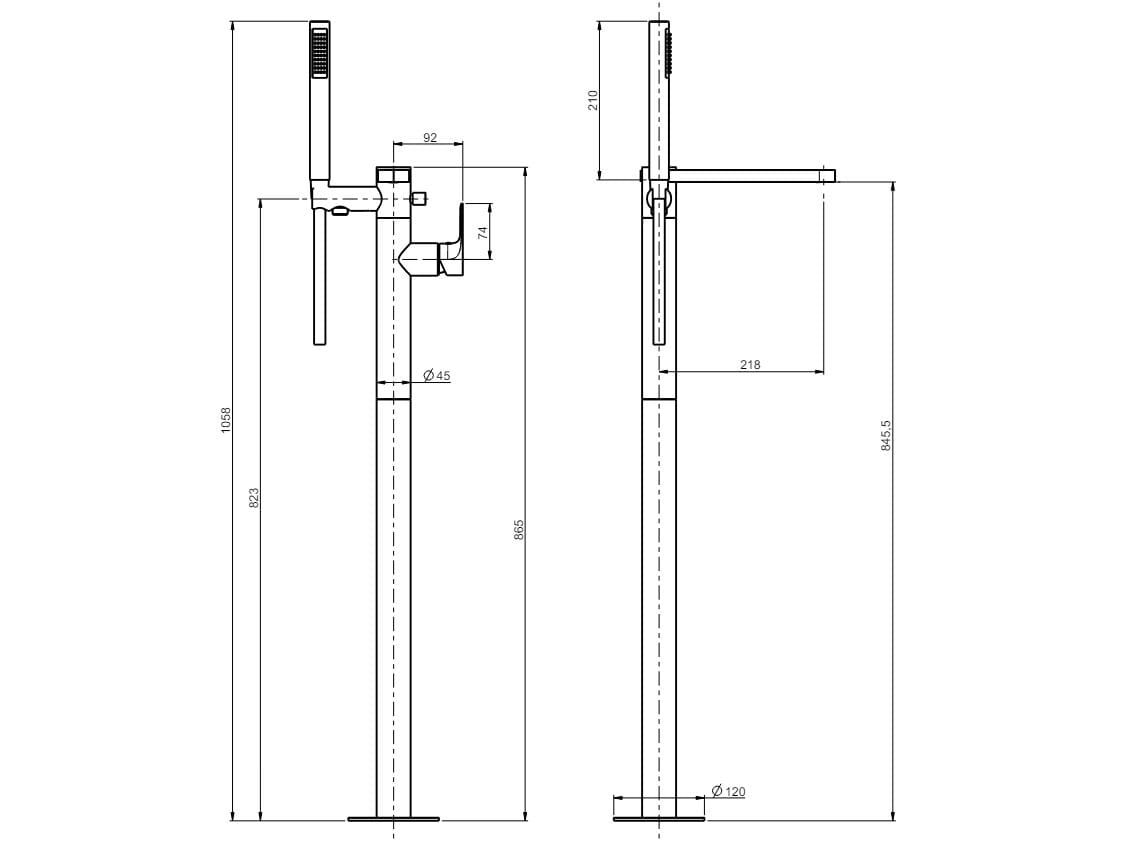 Однорычажный смеситель для ванны с ручным душем Rubinetterie Frattini Lea ARCH-00132503 - Вид №10