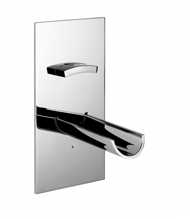 56539TT / 18 Смеситель для раковины настенный 180 мм. излив и смеситель на одной пластине, со встроенной коробкой, внутренними соединениями, системой регулирования потока, прогрессивным картриджем. Специальная печать на хроме. Bongio Acquaviva 56539TT/18