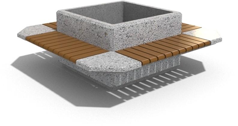 ENCHO ENCHEV - ETE Бетонная скамейка со встроенной сеялкой и спинкой  225  - Вид №4