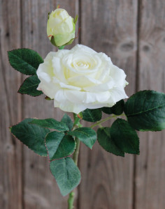 3130 778 a3 Шелковая роза, 1 цветок, 1 бутон, 37 см, real touch soft, бежево-белая H-andreas