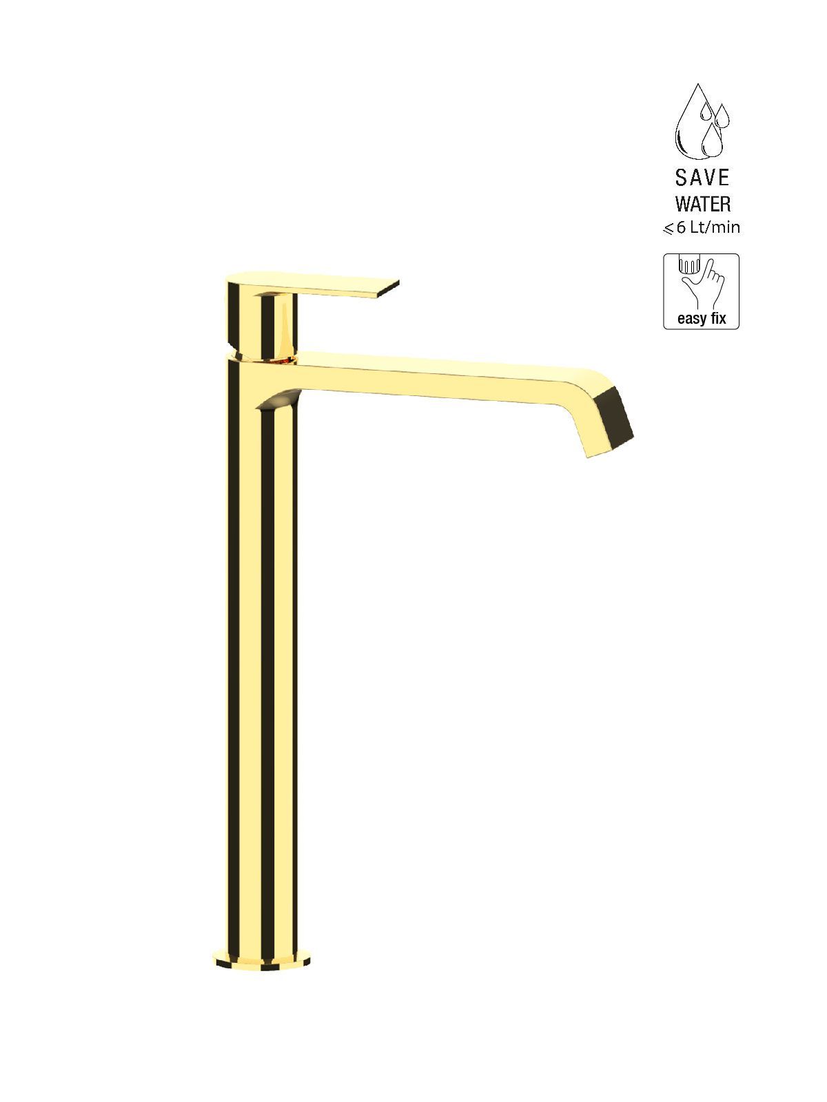 Высокий однорычажный смеситель для раковины с ограничителем расхода Rubinetterie Frattini Птолемей ARCH-00017724 - Вид №9