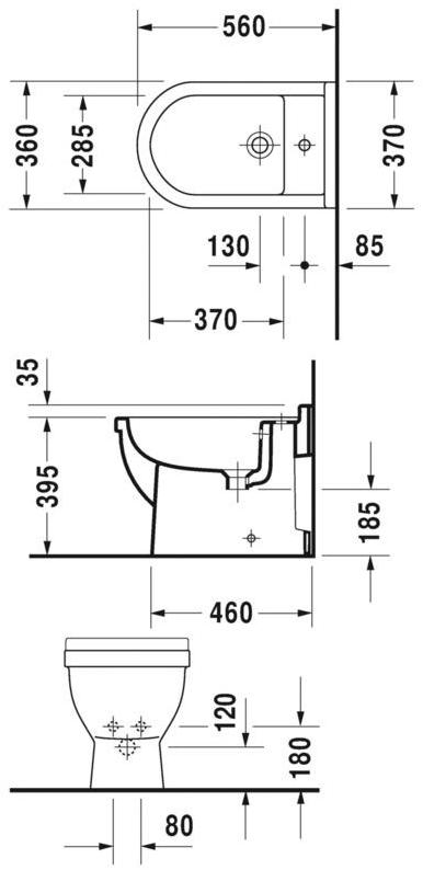 223010 Биде напольное Starck 3 Duravit - Вид №1