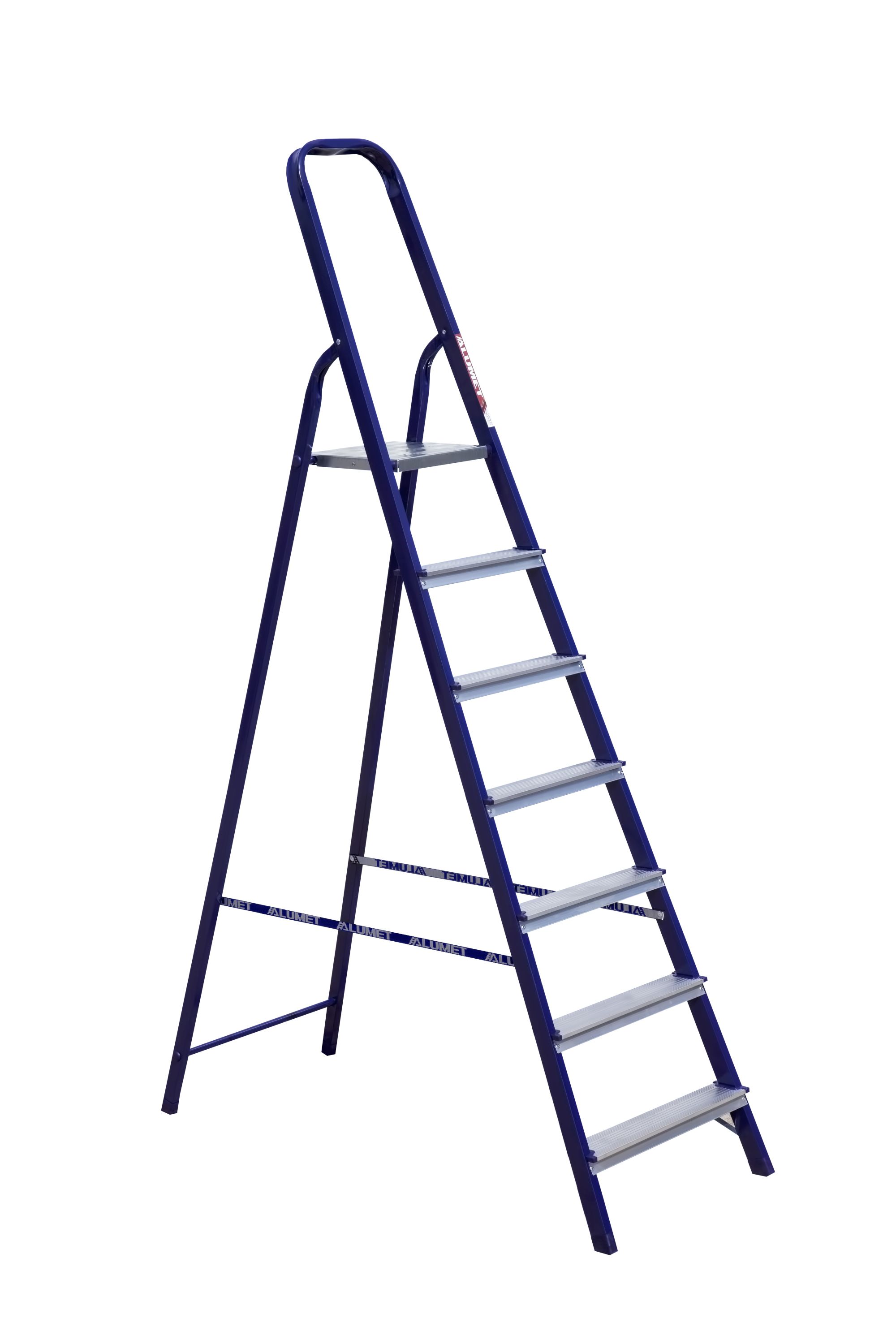 Стремянка стальная окрашенная с алюминиевыми ступенями    7 ст ALUMET М8407