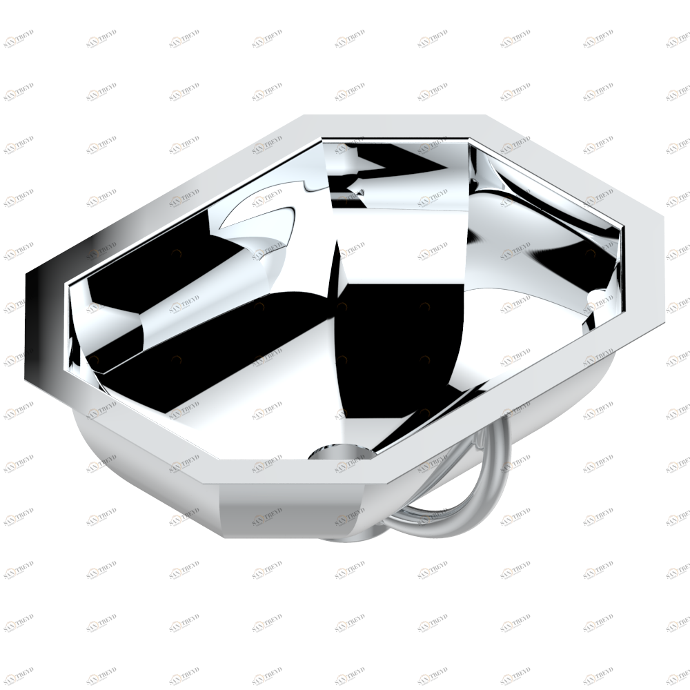 GB2-44/BP Rectangular hand basin, 36 x 28 cm, with overflow and flat edge, to fix under, hammered metal finishing Thg-paris Металлические раковины THG Хром GB2-44/BP CAT.A