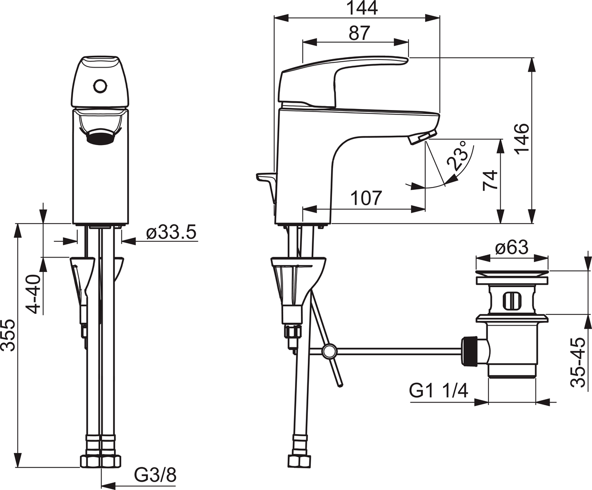 Oras 1004F Смеситель для умывальника 1004F Safira Хром  - Вид №1