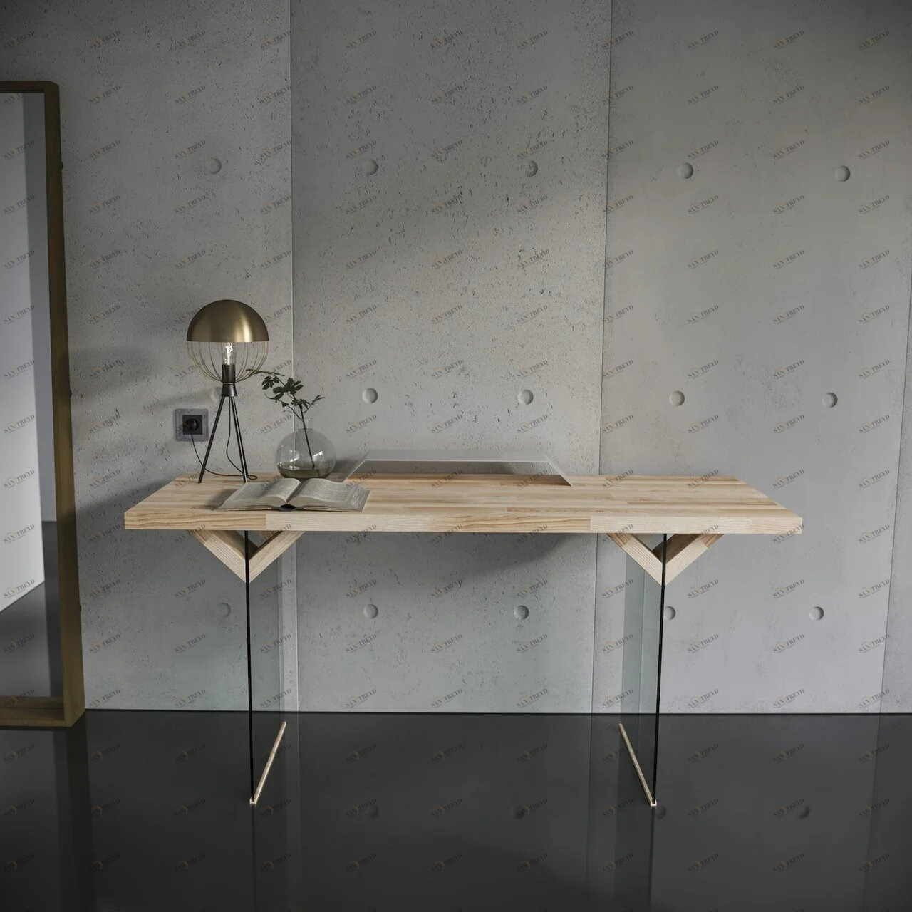 Письменный стол деревянный с белой подставкой для монитора EcoComb-4 BRAGIN DESIGN ПИСЬМЕННЫЕ СТОЛЫ ECOCOMB 256606 Бежевый;прозрачный 