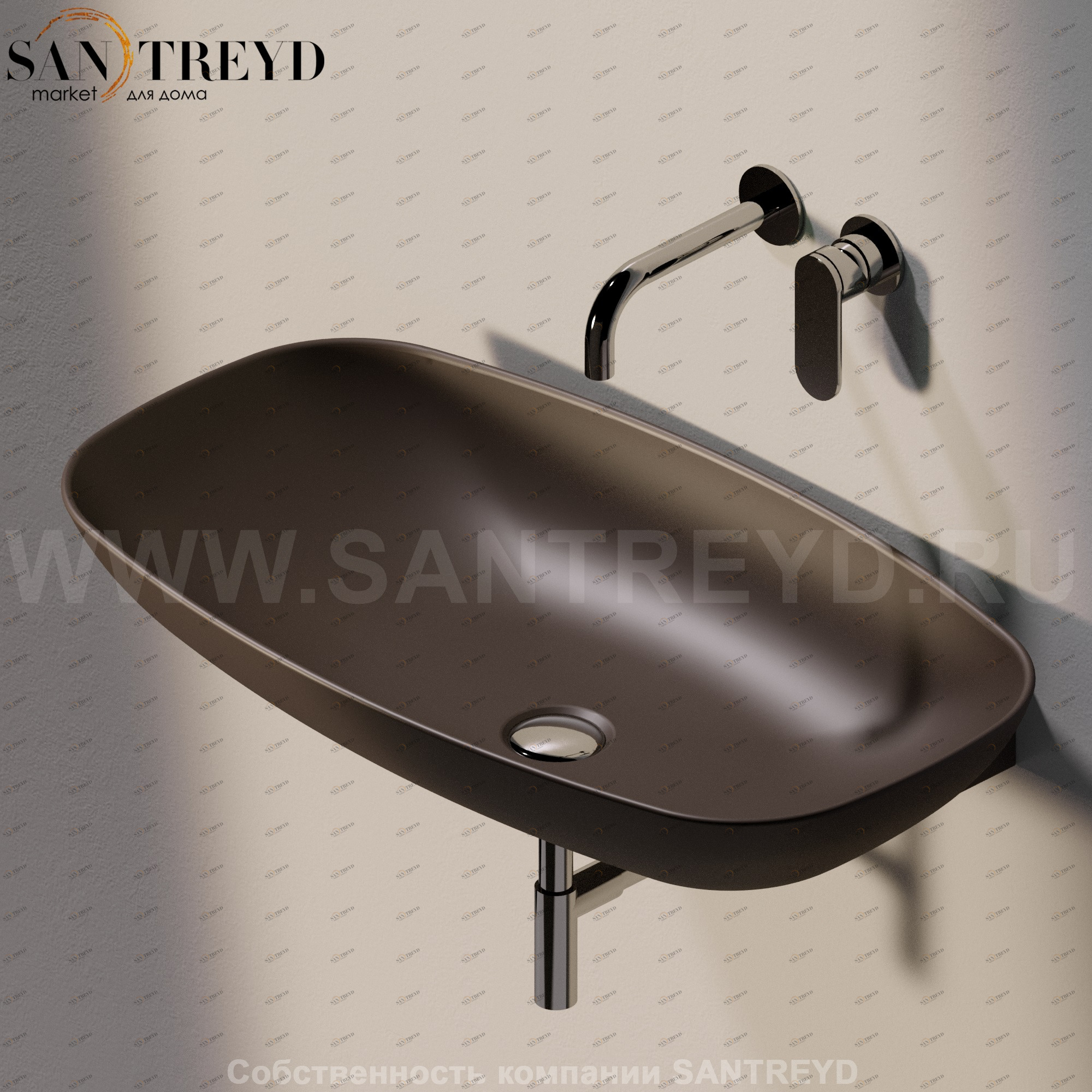 ND75L.7006 Подвесная раковина настенная прямоугольная Ceramica Flaminia Nuda черная