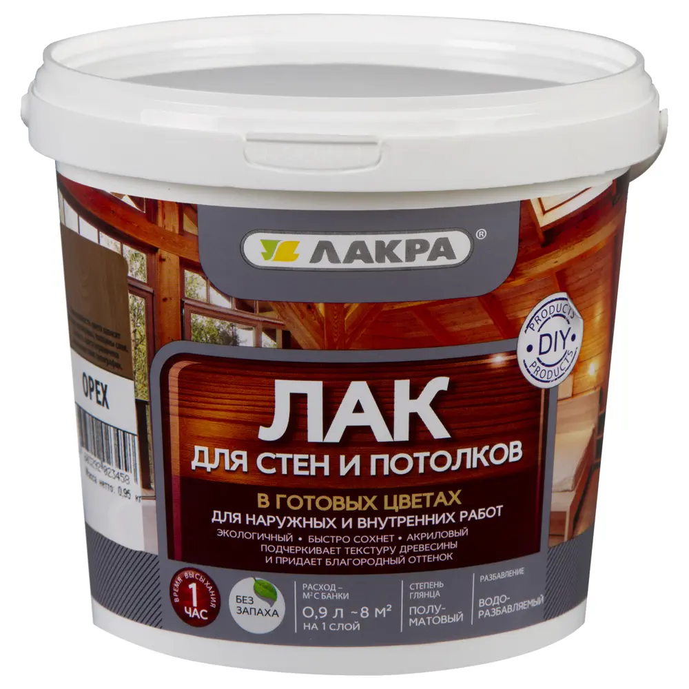 Лак тонированный для стен и потолка Лакра цвет орех 0.9 л 18552241 STLM-2123733  - Вид №2