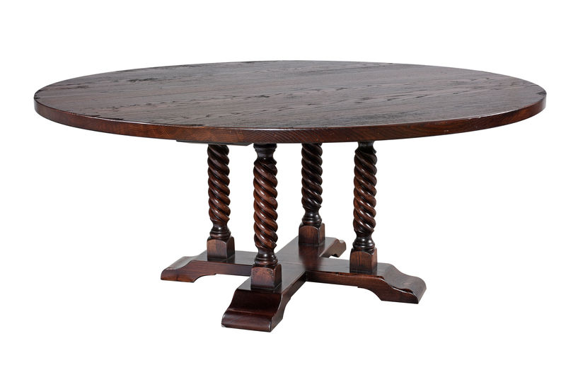 HT216A Круглый обеденный стол Quadrapod Birdcage Barley Twist ijlbrown 