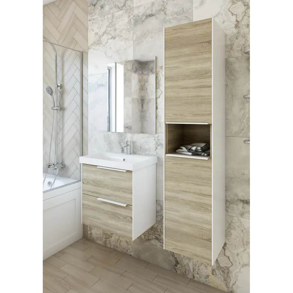 Тумба под раковину подвесная Sanflor Барселона 60 см цвет дуб сонома STLM-2040742 - Вид №5