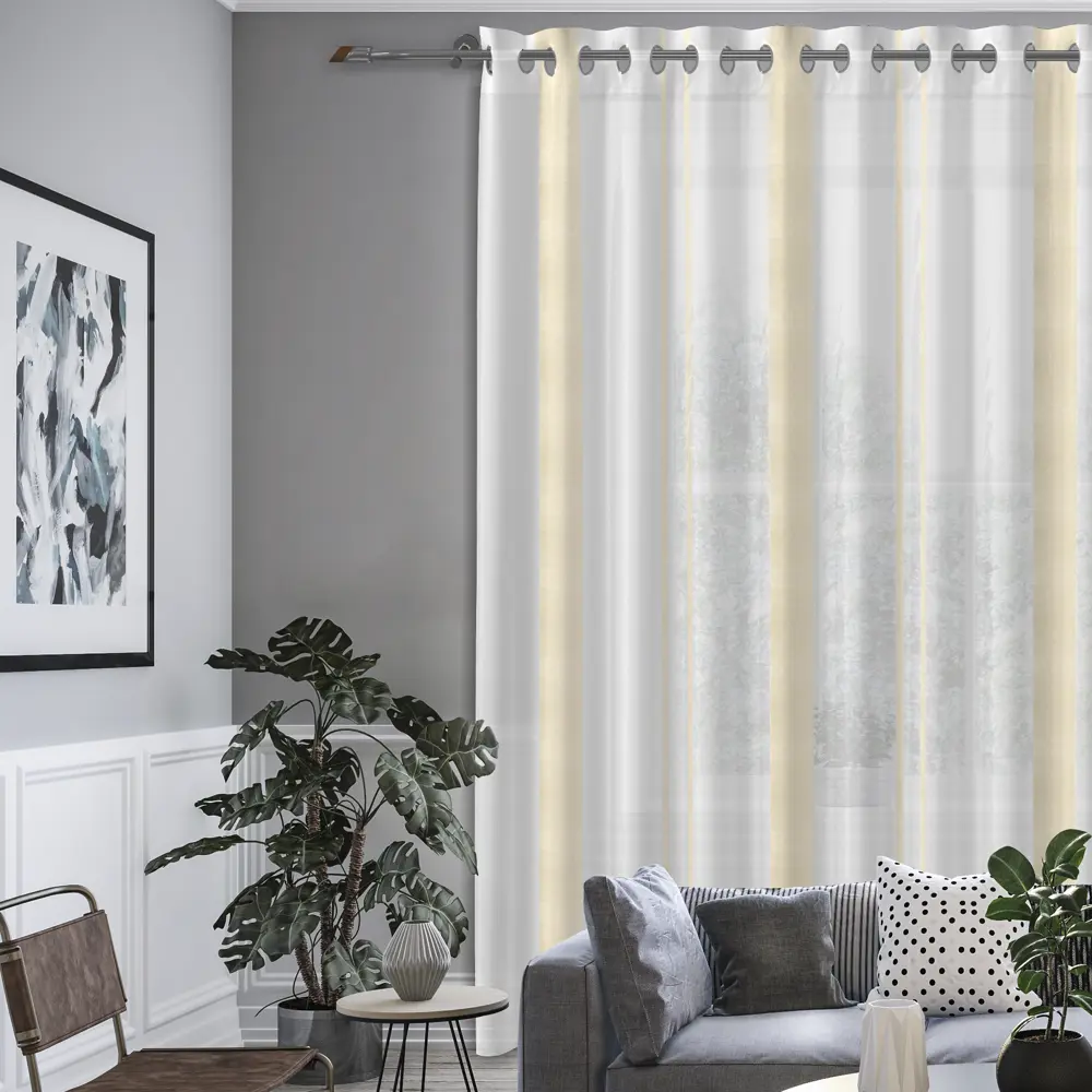 Тюль 1 м/п Desing Полоса микровуаль 300 см цвет бежевый 85604541 STLM-2123777 GARDEN  - Вид №4