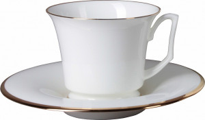 10592313 Императорский фарфоровый завод Чашка чайная с блюдцем ИФЗ "Золотая лента" 230мл, ф.Юлия Фарфор твердый