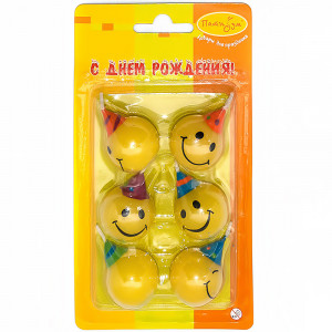1112 Набор свечей для торта 97 г 3.5 см 6 шт. "Смешные лица" Патибум