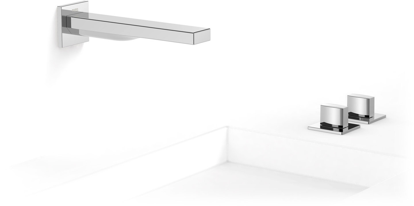 ТОНКИЙ скрытый смеситель для умывальника с двумя ручками-20223801 TRES