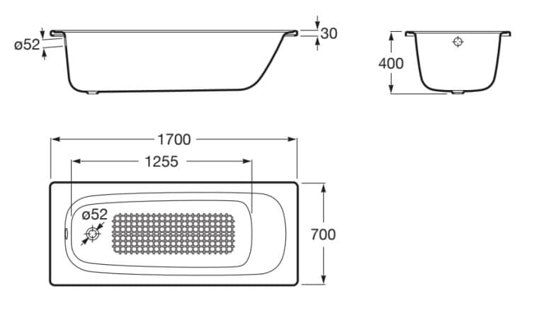 Встраиваемая стальная нескользящая ванна Roca CONTESA 2373 / 2377 ARCH-00043240 - Вид №3