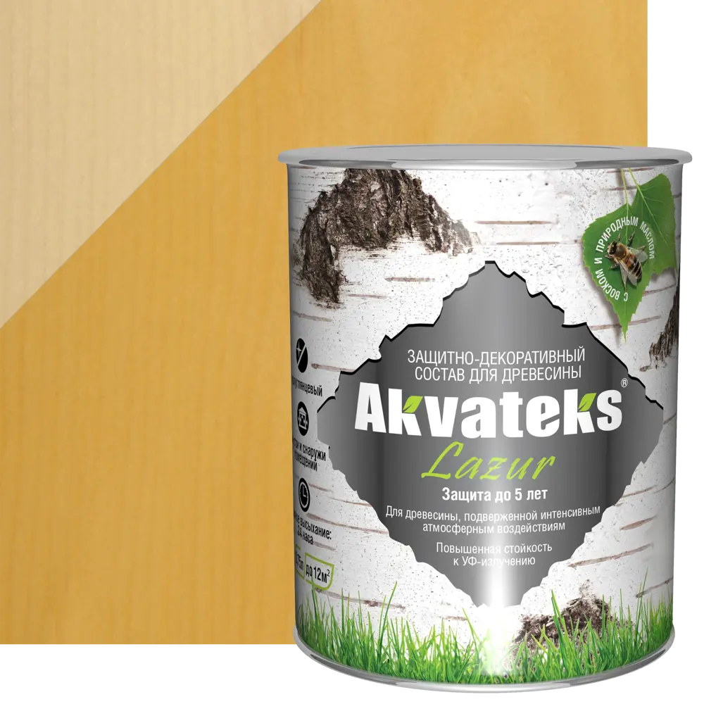 АКВАТЕКС Антисептик для дерева с защитой от УФ-лучей, цвет Сосна 0.75 л 82603240