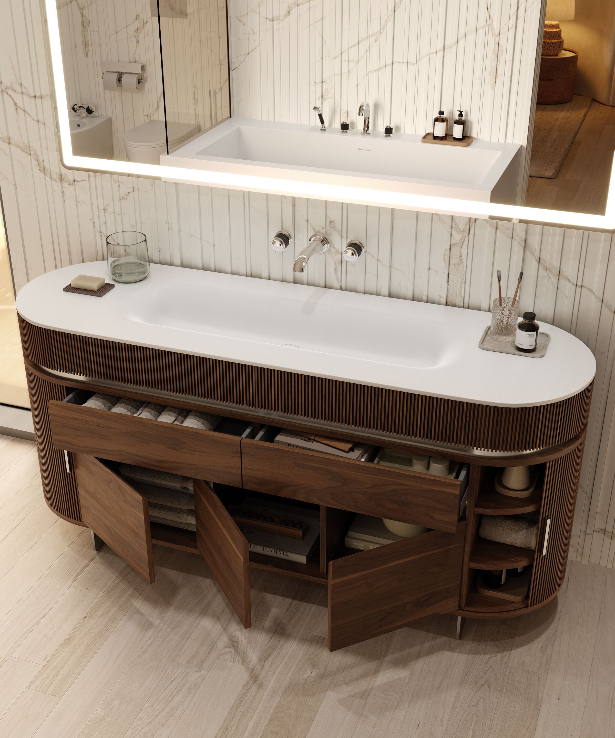 Деревянный напольный шкаф для ванной комнаты MOMA Design Eclectic ARCH-00035466 - Вид №2