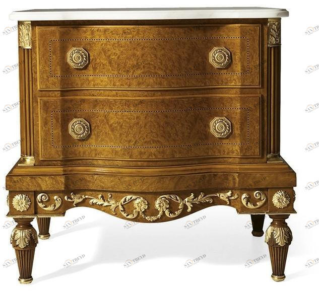 OAK Деревянная тумбочка с мраморной столешницей в неоклассическом стиле Galleria sun-id-1358749