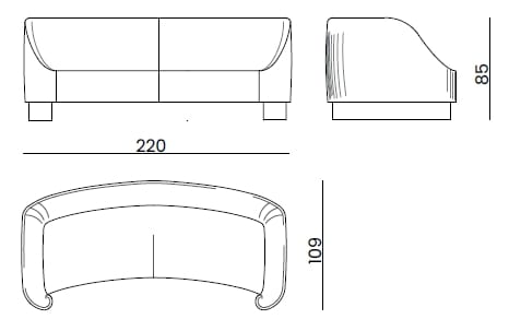 3-местный изогнутый тканевый диван Bizzotto Italia Symphony-Infinity ARCH-00133126 - Вид №3