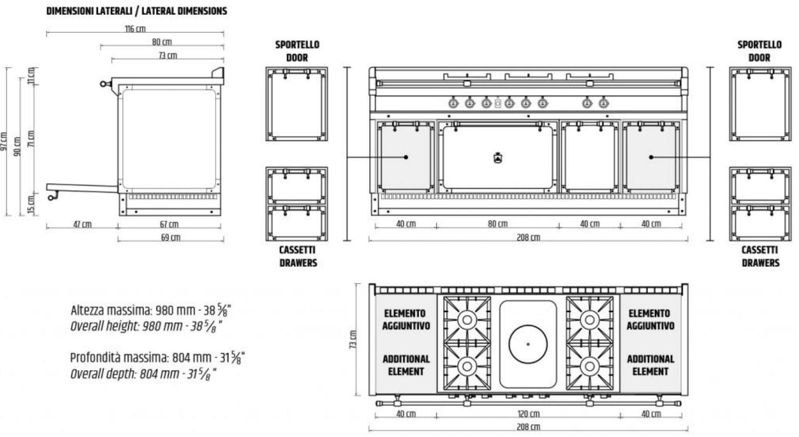 Officine Gullo Отдельностоящая профессиональная кухня в современном стиле из стали P70 sun-id-1399886 - Вид №1