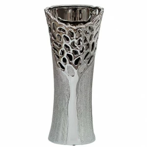 Ваза керамическая серебряная 39 см GARDA DECOR - 115809 Серебро