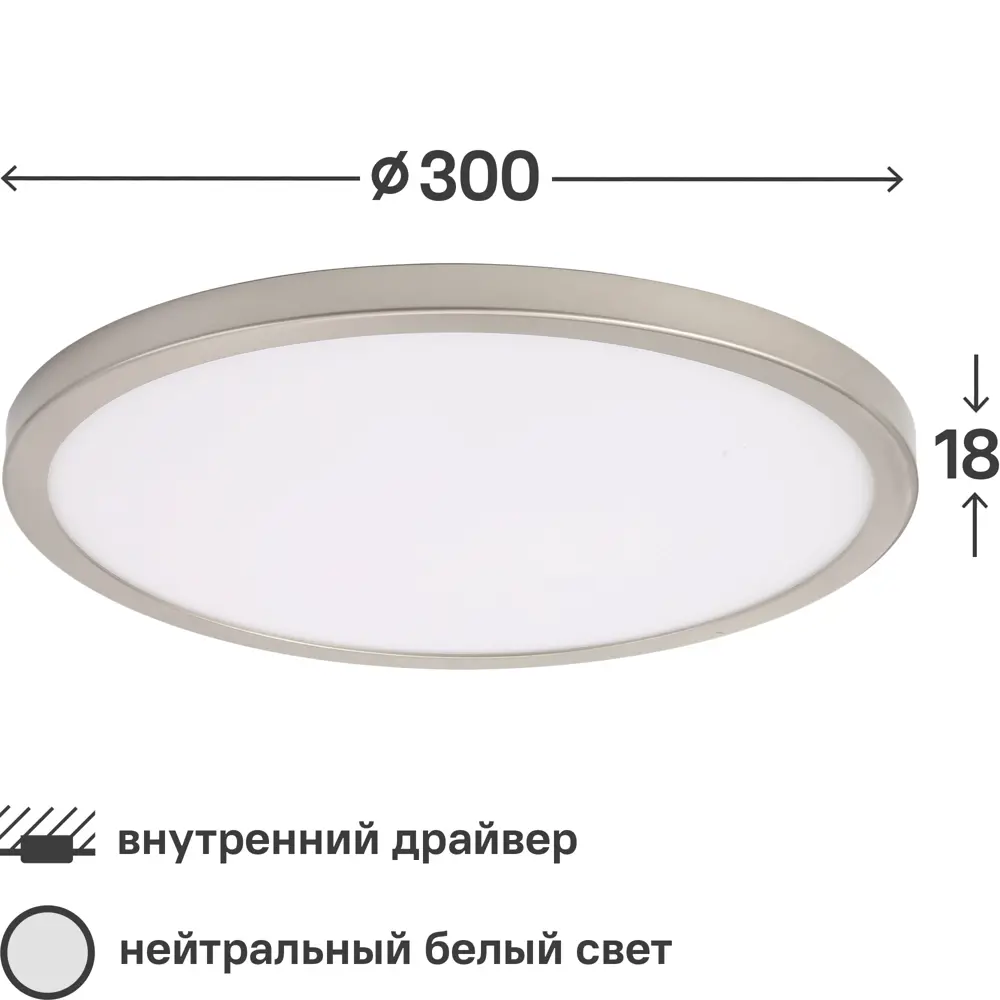 Спот накладной светодиодный Inspire Kars 17 Вт, 300 мм изменяемый белый свет цвет хром 82863714 STLM-2109298 