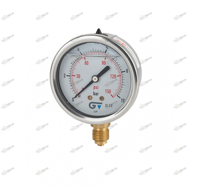 GENEBRE 3822 100 Манометр Ø 63 с глицерином, нижнее соединение, резьба BSP 