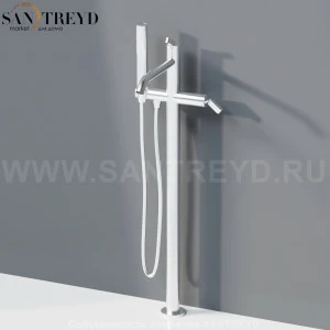 Agape SQUARE Напольный смеситель с ручным душем для ванны хромированный матовый ARUB1112SP