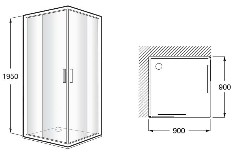 Стеклянная угловая душевая кабина с раздвижной дверью Roca L2 M165090 ARCH-00071239 - Вид №2
