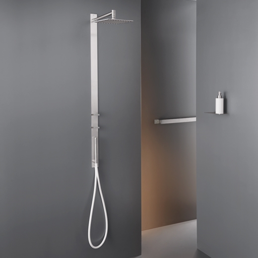 Душевой комплект с квадратной регулируемыми душевой головкой L. 200 мм с регулятором давления и цилиндрический ручной душ диаметр 18 мм  BAR02 CEADESIGN  - Вид №4