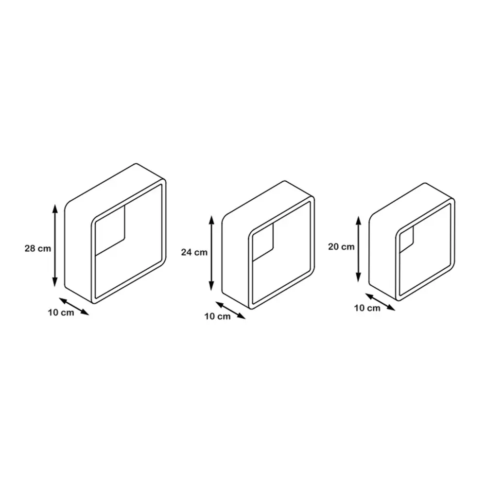 Набор настенных полок Spaceo 20x20 см/24x24 см/28x28 см МДФ цвет серый 3 шт 81898876 STLM-2084695  - Вид №3