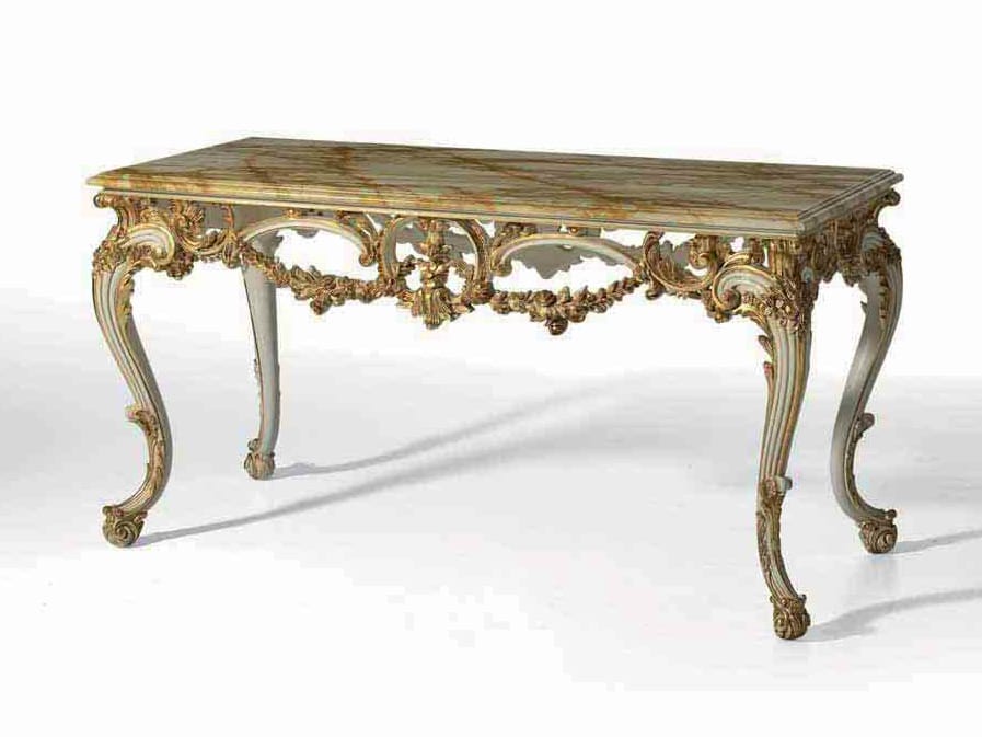 Лакированная консоль с мраморной столешницей в стиле барокко OAK Галерея ARCH-00004048