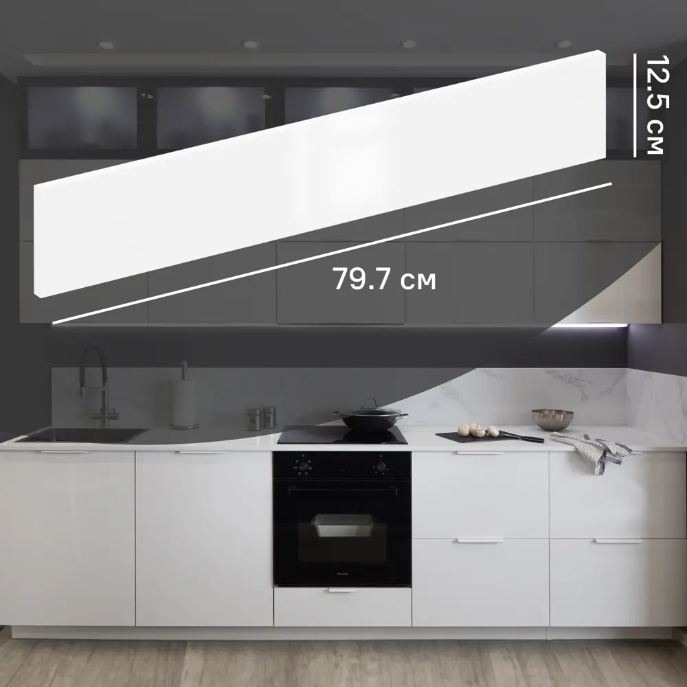 Фасад кухонного шкафа Аша 79.7x12.5 см KONSENSA ДСП цвет белый 89419169 STLM-2083242